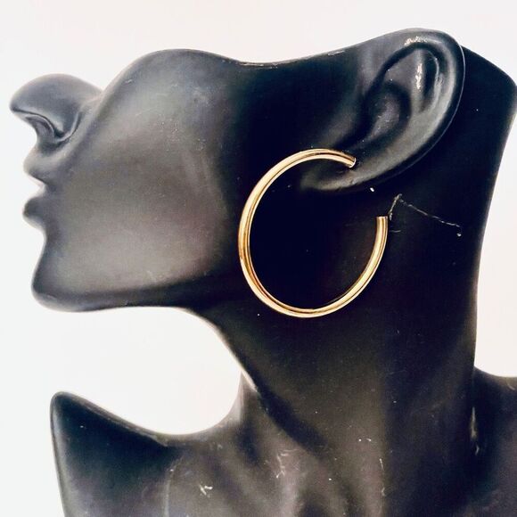 NWT Gorgeous Mia Fiore 18”D Hoops 18kt Gold Pleated Bronze Hoop earrings - Picture 3 of 12